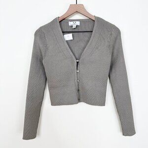 New Magaschoni Fitted Ribbed Knit Cardigan Sweater Old Money Quiet Luxury Preppy
